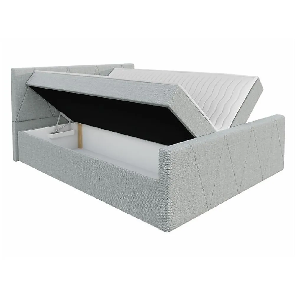 Mobilier1 Lit continental Memphis 119, Double, Gris, Tissu, Disponible* Ensemble Sommier Et Matelas