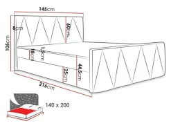 Mobilier1 Lit continental Memphis 119, Double, Gris, Tissu, Disponible* Ensemble Sommier Et Matelas