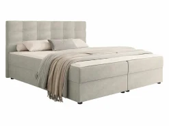Lit continental Memphis 115, Double, Brun clair, Tissu, Disponible>Mobilier1 Sale