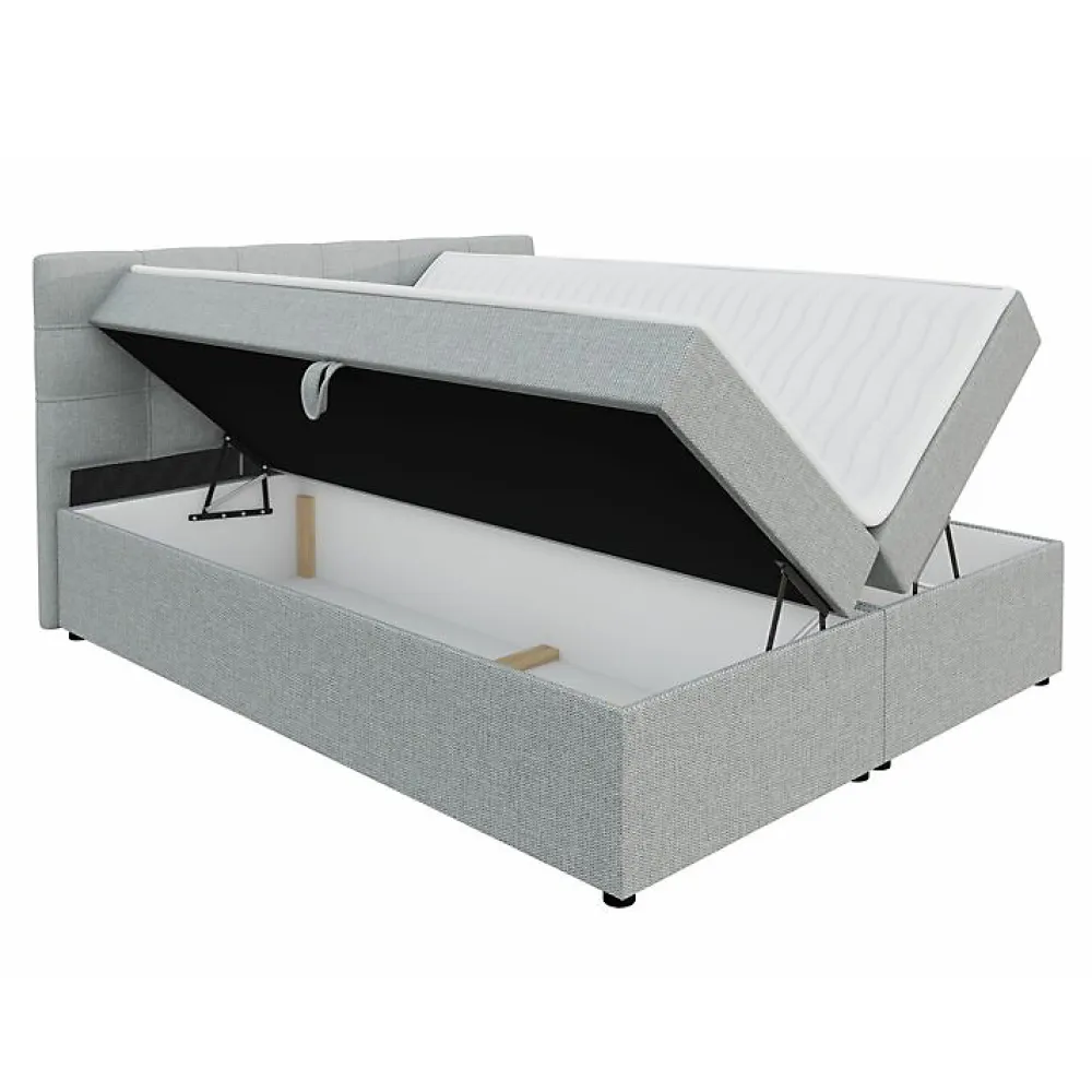 Lit continental Memphis 115, Double, Brun clair, Tissu, Disponible>Mobilier1 Sale