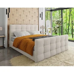 Lit continental Memphis 113, Double, Brun clair, Tissu, Disponible>Mobilier1 Hot