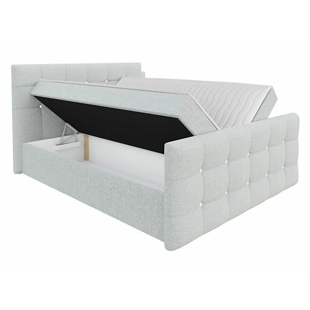 Lit continental Memphis 113, Double, Brun clair, Tissu, Disponible>Mobilier1 Hot
