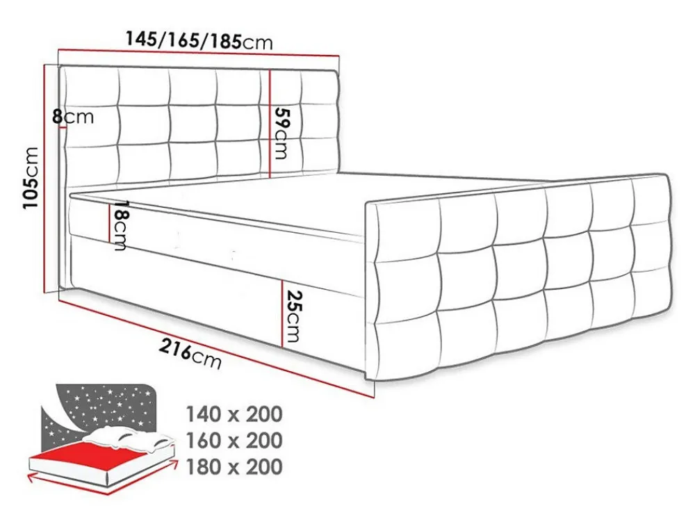 Lit continental Memphis 113, Double, Brun clair, Tissu, Disponible>Mobilier1 Hot