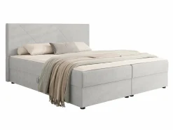 Lit continental Memphis 117, Double, Gris, Tissu, Disponible>Mobilier1 Outlet
