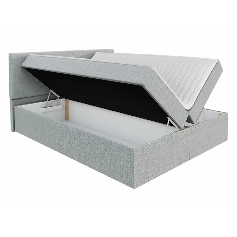 Lit continental Memphis 117, Double, Gris, Tissu, Disponible>Mobilier1 Outlet