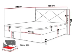 Mobilier1 Lit continental Memphis 117, Double, Rose, Tissu, Disponible* Ensemble Sommier Et Matelas