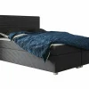Mobilier1 Lit continental Memphis 137, Double, Gris, Tissu, Disponible* Ensemble Sommier Et Matelas