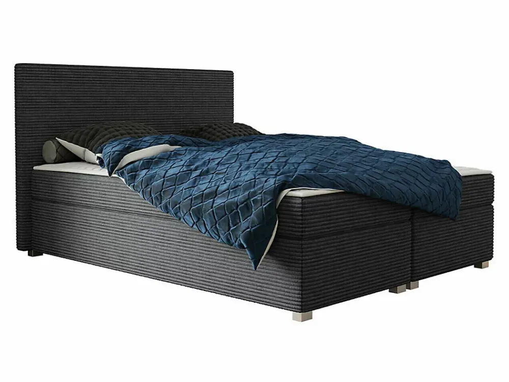 Mobilier1 Lit continental Memphis 137, Double, Gris, Tissu, Disponible* Ensemble Sommier Et Matelas