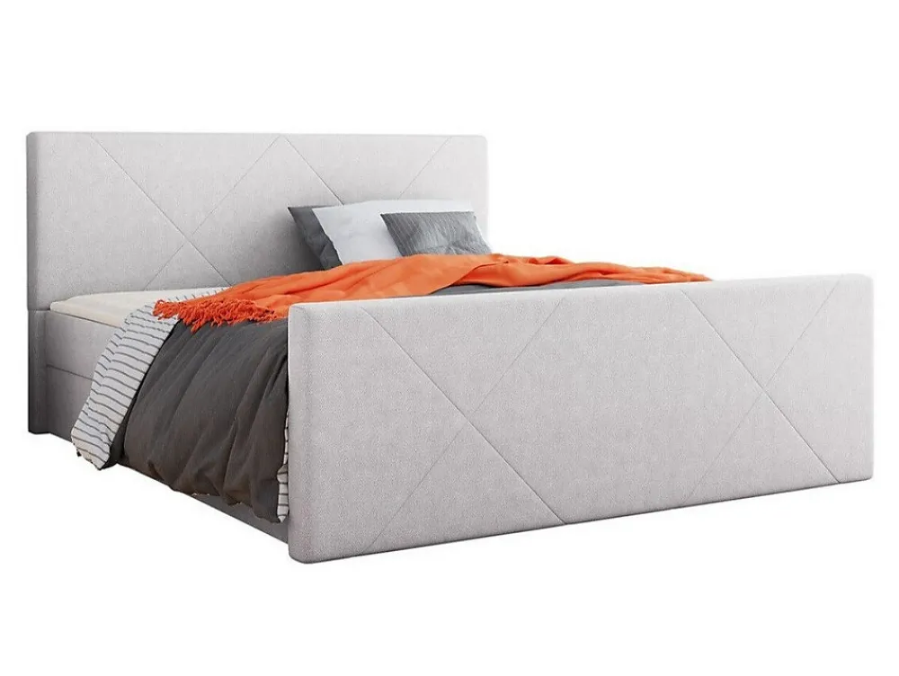 Lit continental Memphis 120, Double, Gris, Tissu, Disponible>Mobilier1 Best