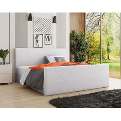 Lit continental Memphis 120, Double, Gris, Tissu, Disponible>Mobilier1 Best