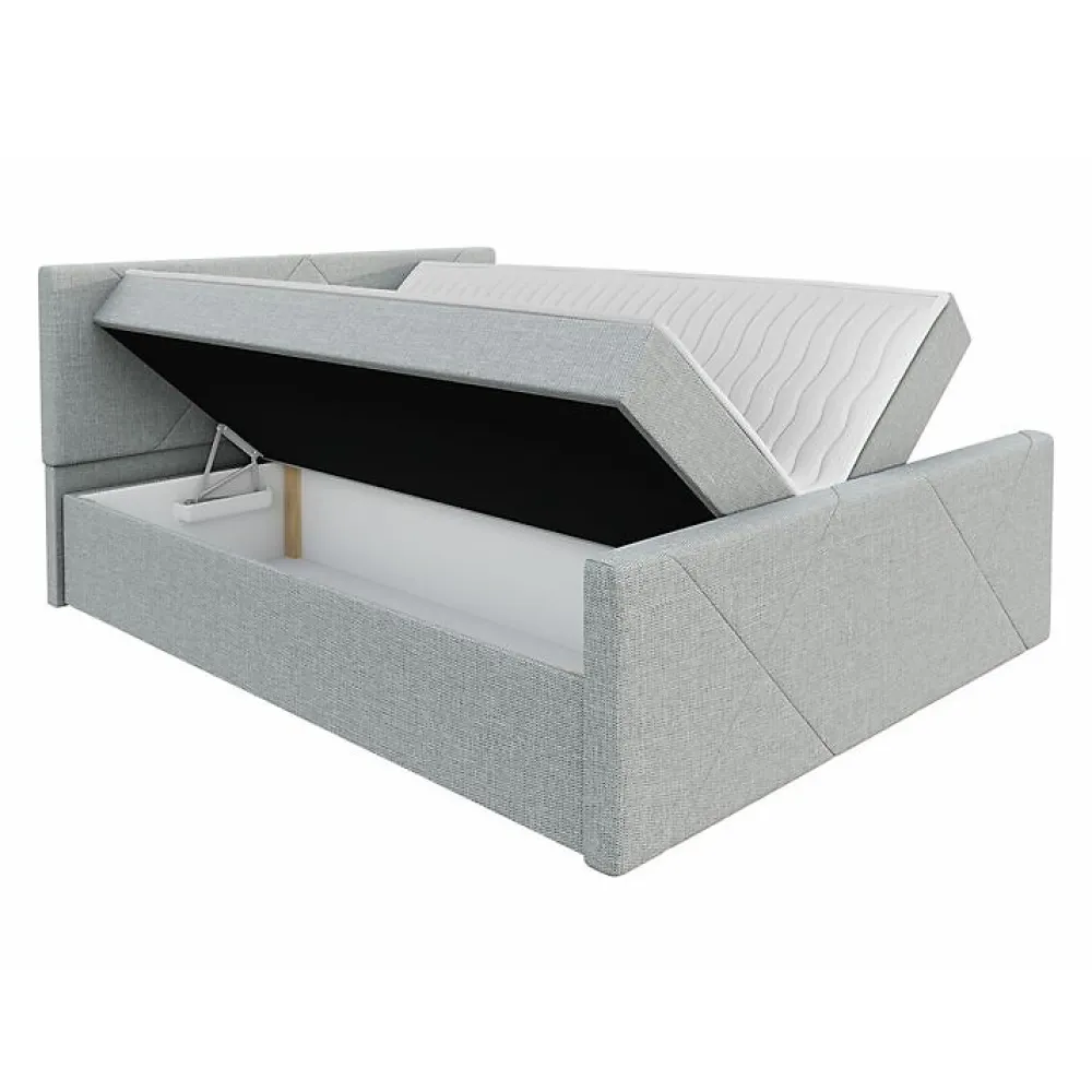 Lit continental Memphis 120, Double, Gris, Tissu, Disponible>Mobilier1 Best