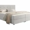 Mobilier1 Lit continental Memphis 114, Double, Gris, Tissu, Disponible* Ensemble Sommier Et Matelas