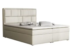 Mobilier1 Lit continental Pomona 115, Double, Brun clair, Tissu, Disponible* Ensemble Sommier Et Matelas