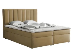 Mobilier1 Lit continental Pomona 116, Double, Brun clair, Tissu, Disponible* Ensemble Sommier Et Matelas
