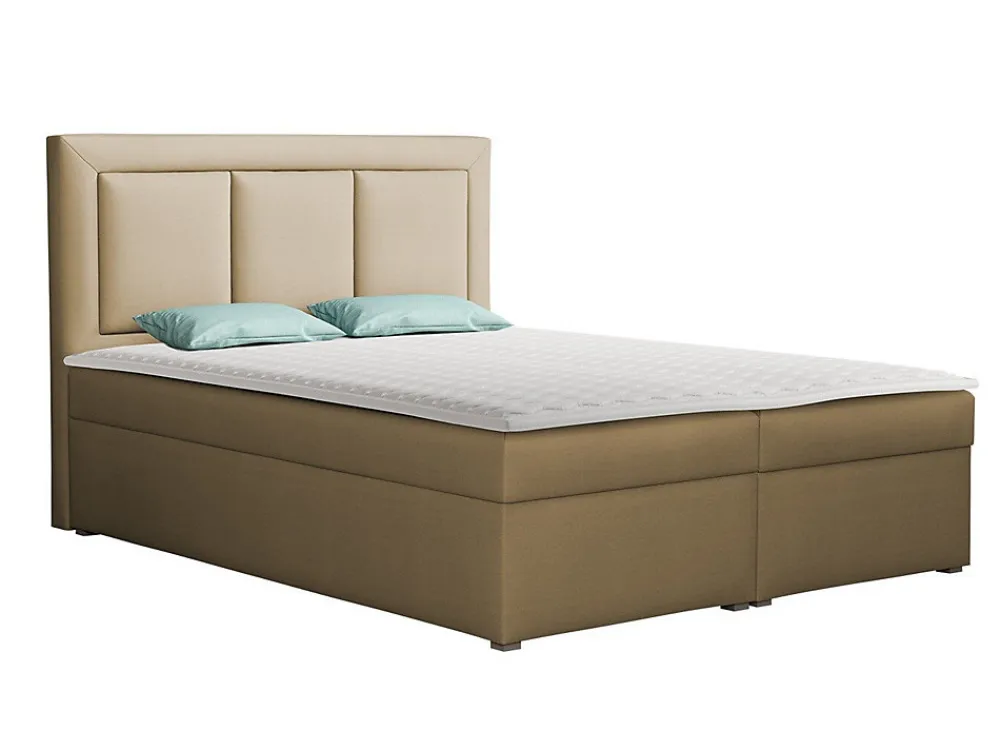 Lit continental Pomona 112, Double, Brun clair, Tissu, Disponible>Mobilier1 Hot