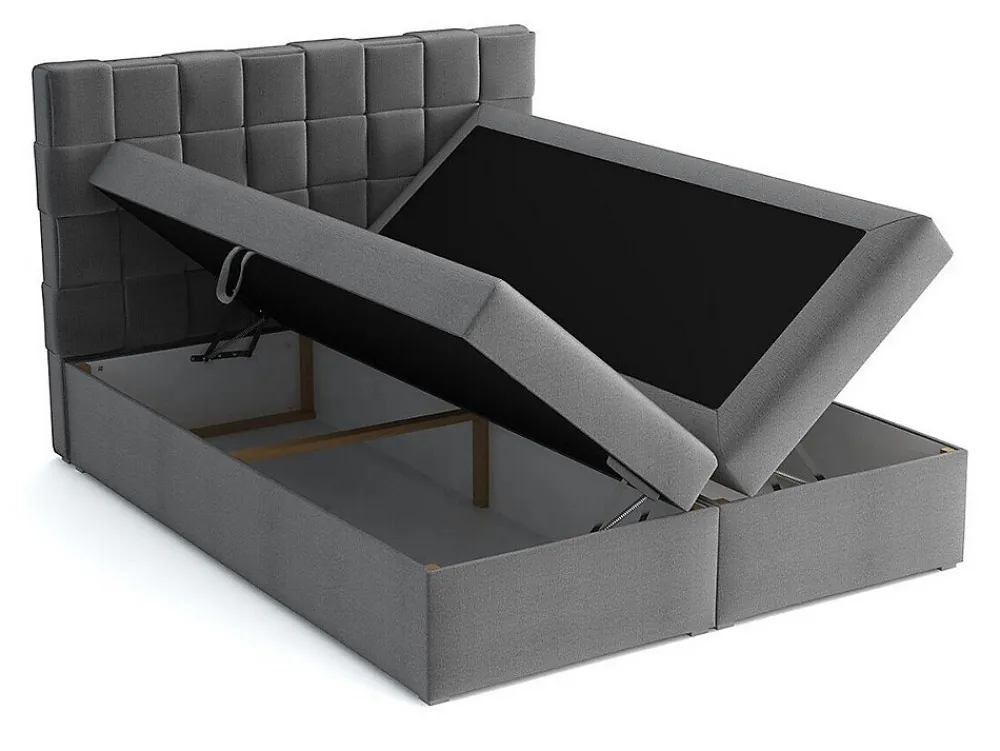 Lit continental Pomona 117, Double, Brun clair, Tissu, Disponible>Mobilier1 New