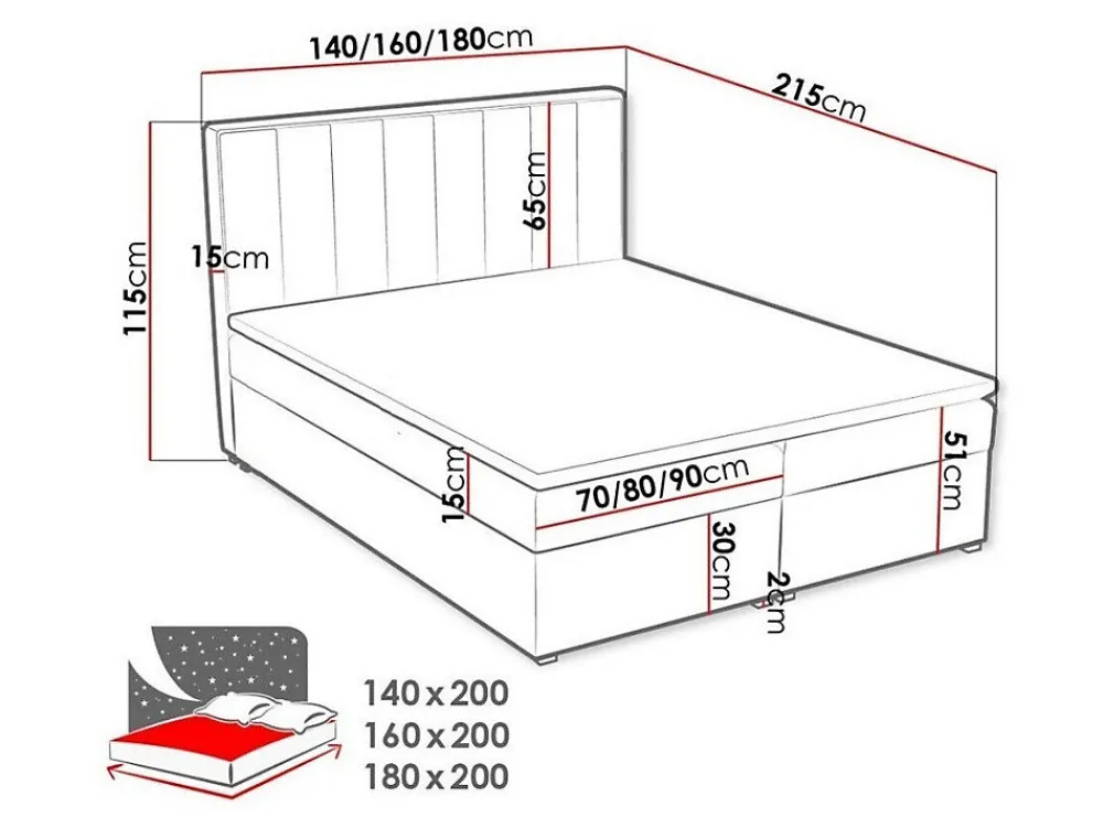 Lit continental Pomona 117, Double, Brun clair, Tissu, Disponible>Mobilier1 New