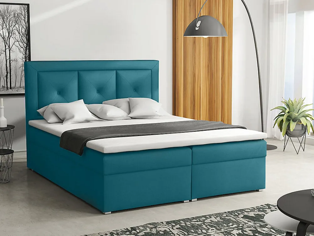 Lit continental Pomona 113, Double, Turquoise, Tissu, Disponible>Mobilier1 Clearance