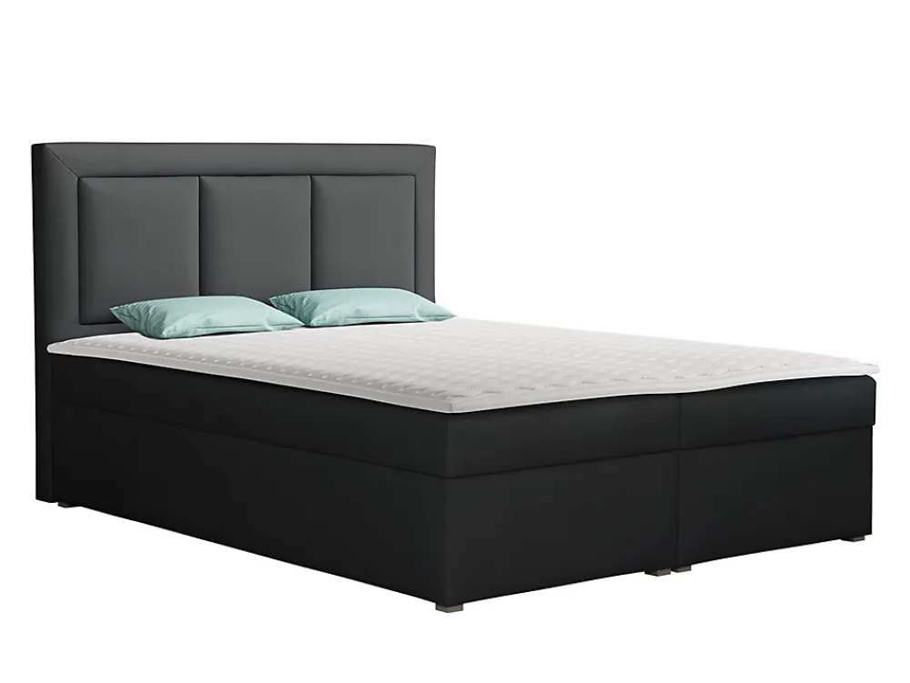 Mobilier1 Lit continental Pomona 112, Double, Gris, Tissu, Disponible* Ensemble Sommier Et Matelas