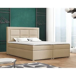 Lit continental Pomona 114, Double, Brun clair, Tissu, Disponible>Mobilier1 Hot
