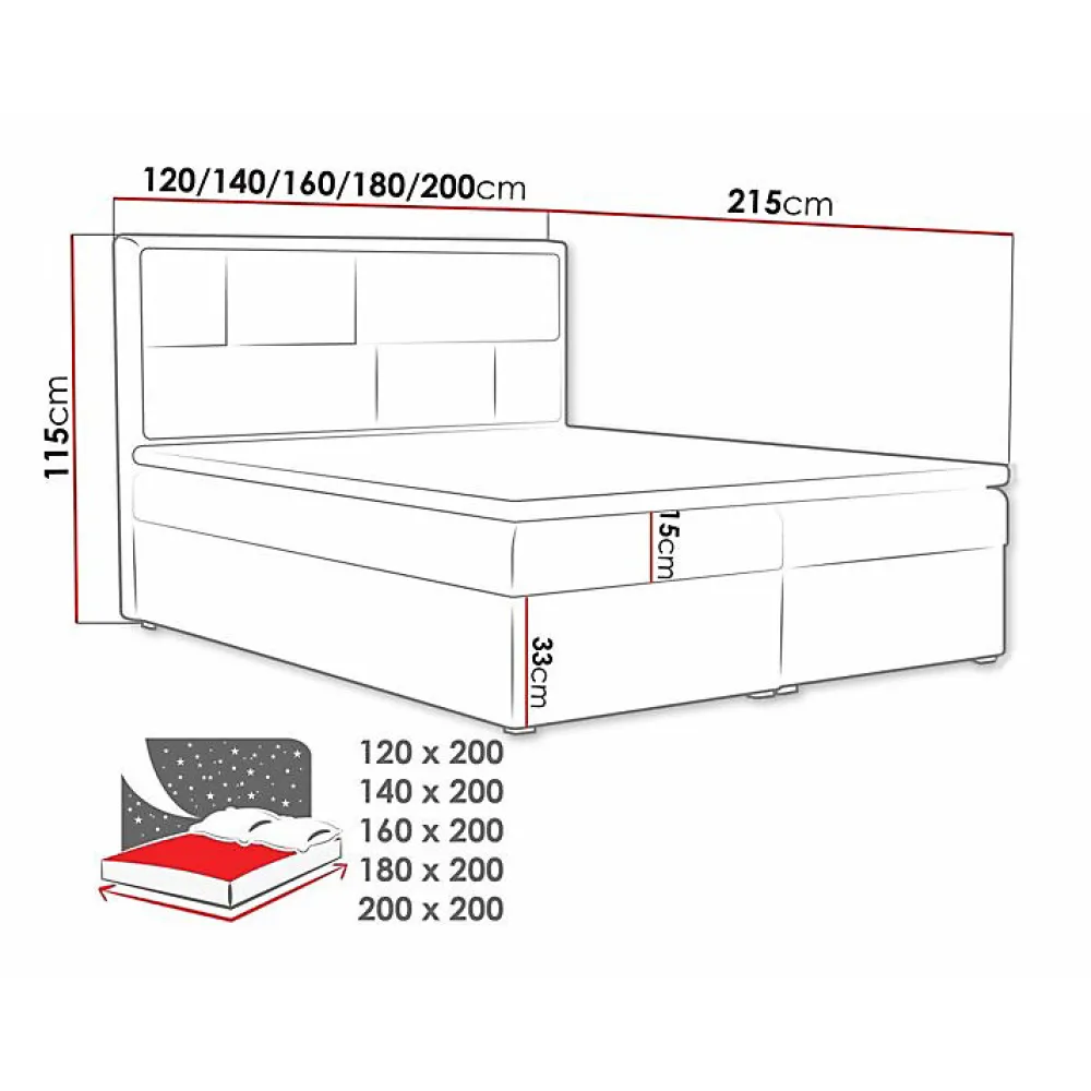 Lit continental Pomona 115, Double, Brun clair, Tissu, Disponible>Mobilier1 Clearance