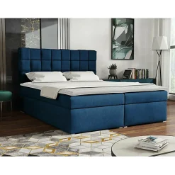 Lit continental Pomona 117, Double, Bleu, Tissu, Disponible>Mobilier1 Hot