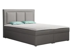 Mobilier1 Lit continental Pomona 112, Double, Gris, Tissu, Disponible* Ensemble Sommier Et Matelas