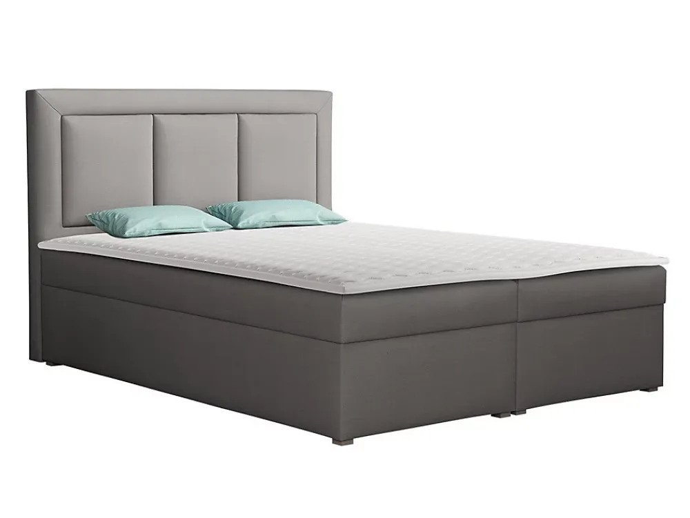 Mobilier1 Lit continental Pomona 112, Double, Gris, Tissu, Disponible* Ensemble Sommier Et Matelas