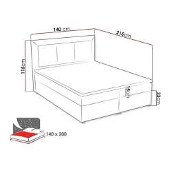 Mobilier1 Lit continental Pomona 114, Double, Brun clair, Tissu, Disponible* Ensemble Sommier Et Matelas