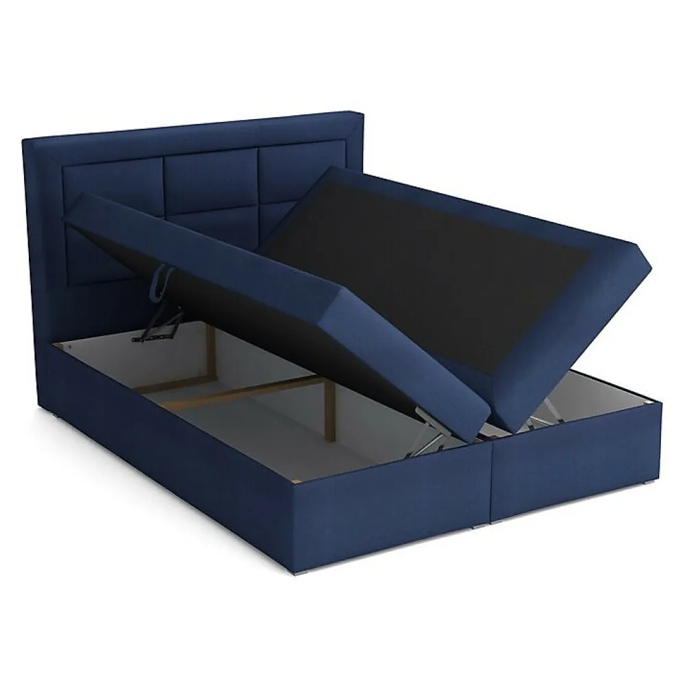 Mobilier1 Lit continental Pomona 114, Double, Brun clair, Tissu, Disponible* Ensemble Sommier Et Matelas