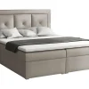 Lit continental Pomona 113, Double, Brun clair, Tissu, Disponible>Mobilier1 Sale