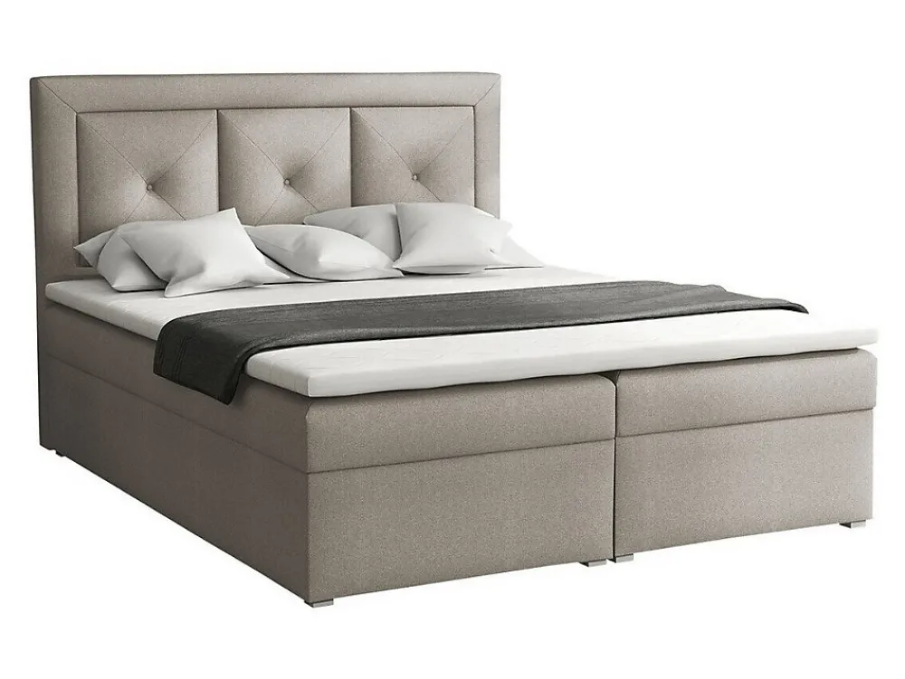 Lit continental Pomona 113, Double, Brun clair, Tissu, Disponible>Mobilier1 Sale