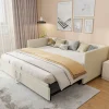 ProximaX Lit convertible 90/180x200 cm, canapé avec roulettes, sommier à lattes, tissu velours beige* Lit Coffre