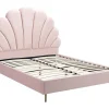 Vente-unique Lit coquillage 140 x 190 cm - Velours - Rose - LIVAYA* Lit Double