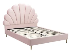Vente-unique Lit coquillage 140 x 190 cm - Velours - Rose - LIVAYA* Lit Double