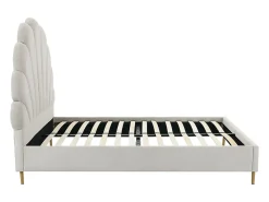 Vente-unique Lit coquillage 140 x 190 cm - Tissu - Beige + Matelas - LIVAYA* Lit Double