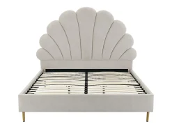 Vente-unique Lit coquillage 140 x 190 cm - Tissu - Beige + Matelas - LIVAYA* Lit Double
