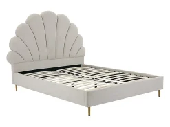 Vente-unique Lit coquillage 140 x 190 cm - Tissu - Beige + Matelas - LIVAYA* Lit Double