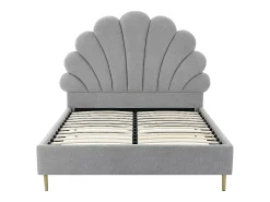 Vente-unique Lit coquillage 160 x 200 cm - Tissu - Gris clair + Matelas - LIVAYA* Lit Double
