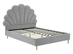 Vente-unique Lit coquillage 160 x 200 cm - Tissu - Gris clair + Matelas - LIVAYA* Lit Double