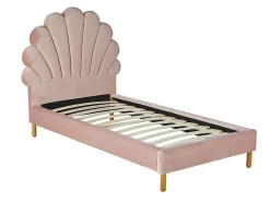 Vente-unique Lit coquillage 90 x 190 cm - Velours - Rose - MOANA*Enfant Lit Enfant