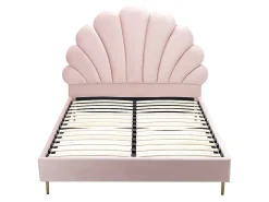 Lit coquillage 160 x 200 cm - Velours - Rose - LIVAYA><noscript><img width=