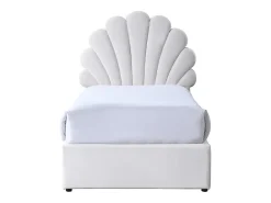 Vente-unique Lit coquillage 90 x 190 cm avec 2 tiroirs - Velours - Blanc - MOANA* Lit Avec Rangement