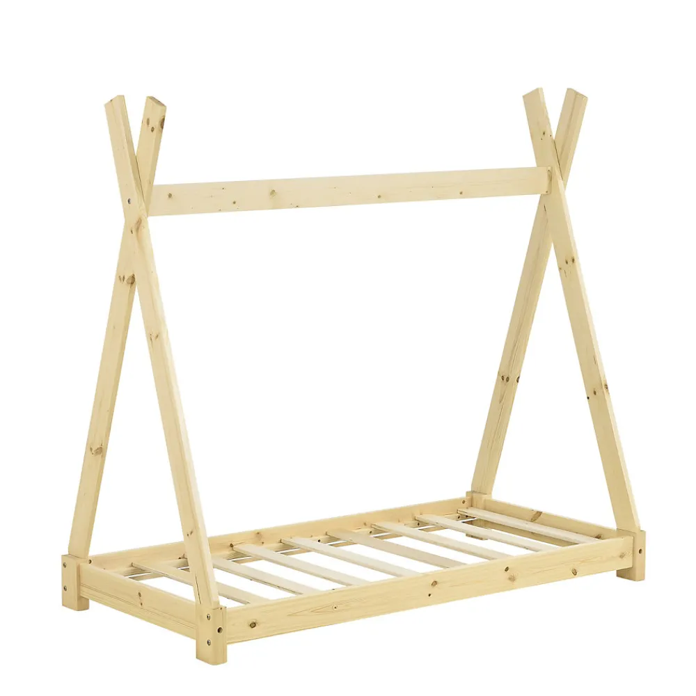 Lit de Tipi pour Enfant Onejda Bois Naturel 140 x 70 cm en.casa>[En.Casa]