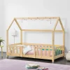 Lit d'Enfant Design Forme Maison Sisimiut Pin 140 x 70 cm Naturel en.casa>[En.Casa] Clearance