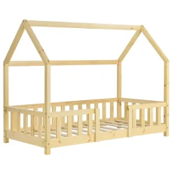 Lit d'Enfant Design Forme Maison Sisimiut Pin 140 x 70 cm Naturel en.casa>[En.Casa] Clearance