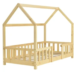 Lit d'Enfant Design Forme Maison Sisimiut Pin 140 x 70 cm Naturel en.casa><noscript><img width=
