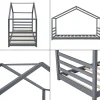 [En.Casa] Lit D'enfant Design Maison Vardoe Pin 90 X 200 Cm Gris Foncé en.casa*Enfant Lit Enfant