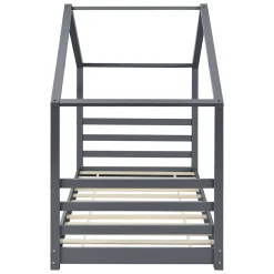 [En.Casa] Lit D'enfant Design Maison Vardoe Pin 90 X 200 Cm Gris Foncé en.casa*Enfant Lit Enfant