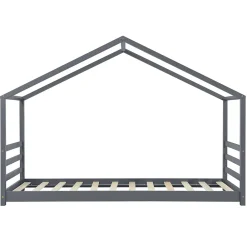 [En.Casa] Lit D'enfant Design Maison Vardoe Pin 90 X 200 Cm Gris Foncé en.casa*Enfant Lit Enfant